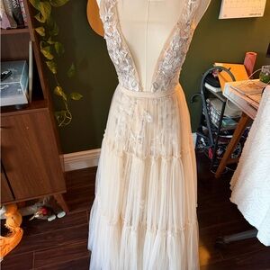 Elegant Cream Lace Gown